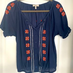 Joie Peasant Top with Embroidery